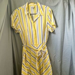 Black, white, and yellow stripes dress